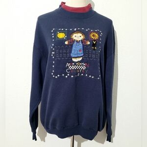 Vintage Pleasant Shade Autumn Country Scarecrow Fall Sweatshirt Sz L Made In USA